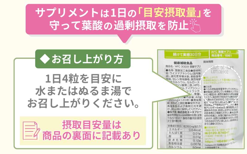 サプリから摂る葉酸は1日1,000μgが上限