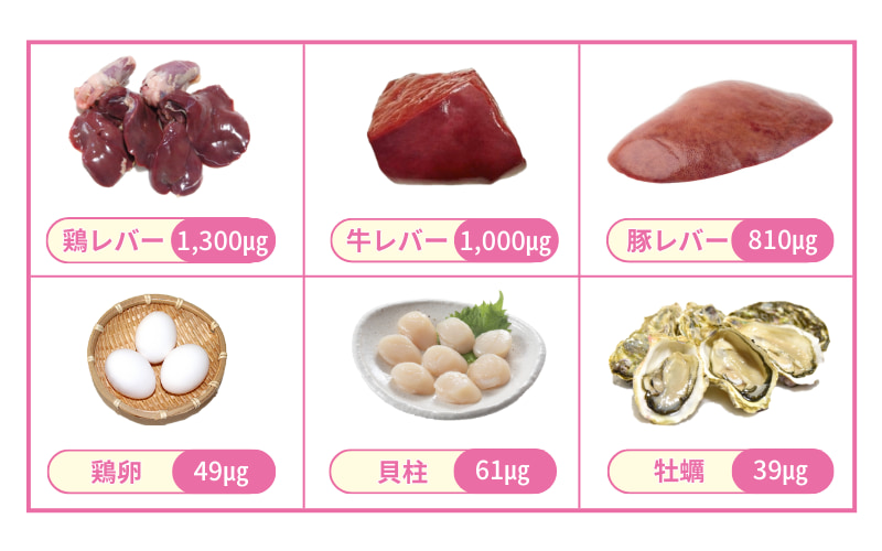 葉酸の多い魚介・肉類・卵